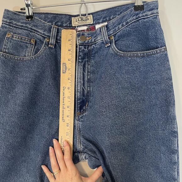 VTG LL Bean Flannel Lined Jeans Womens 14 M/T Double L Mom High Rise Relaxed Fit - Picture 4 of 11